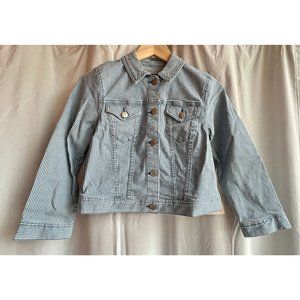 NYDJ Denim Jacket Women's Trella 3/4 Slim Trucker Jacket Pin Striped XXS
